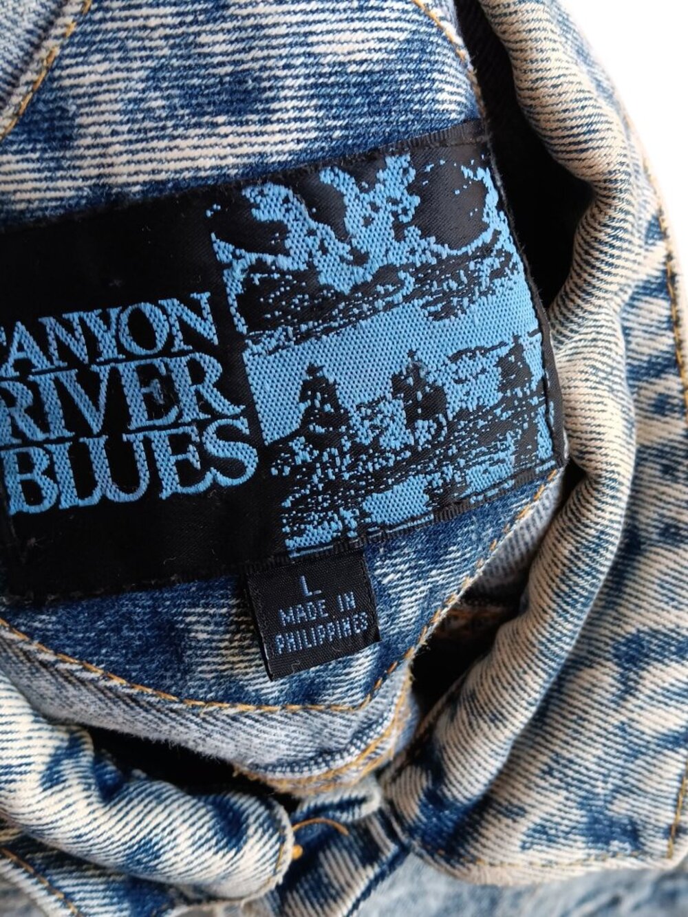 True Vintage Acid Wash Jacket 1980s Denim New Wave Preppy Canyon River Blues - Picture 3 of 10